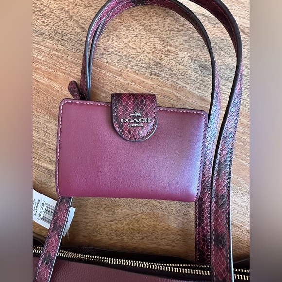 New With Tags Coach Mollie Tote Red Wine with Matching Wallet - Picture 8 of 13